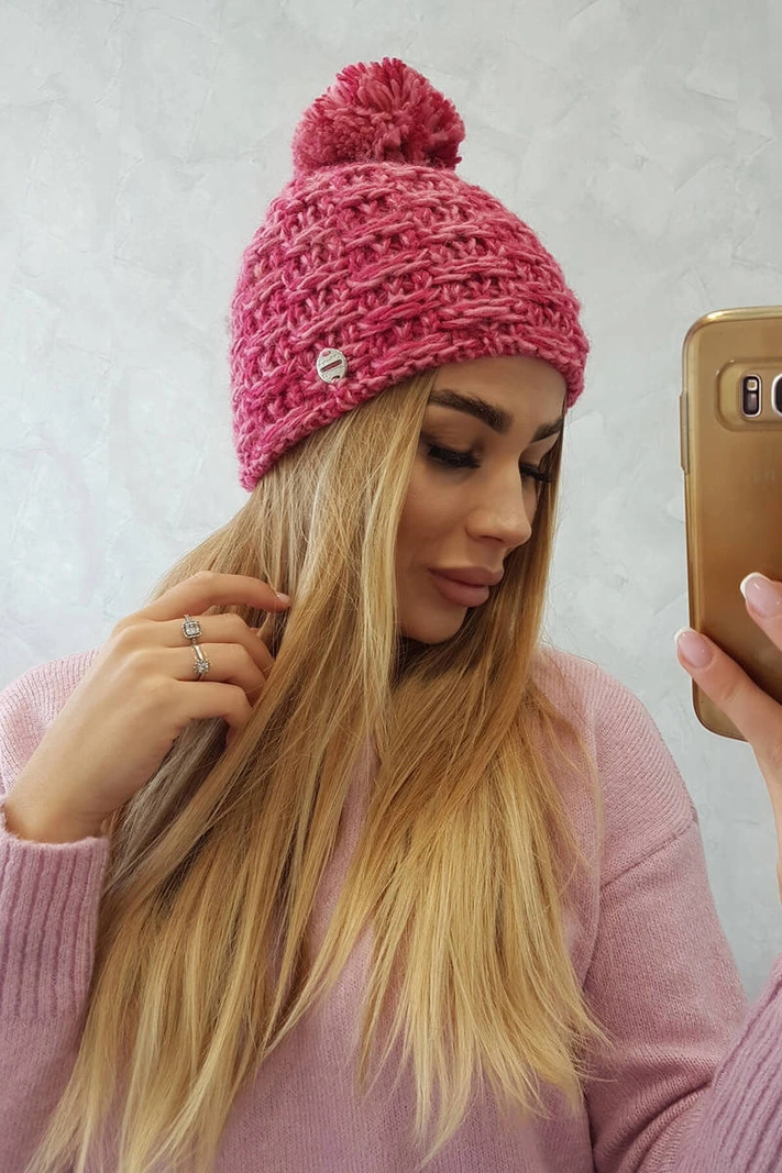 Fleecová čepice Fiona K275 fuchsiová + světle pudrově růžová