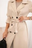 Damen-Trenchcoat aus Kunstleder mit Gürtel und Kragen beige