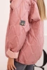 Women's quilted jacket with a hood dark pink