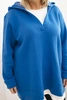 Women's plus size insulated hoodie with a V-neck cobalt blue