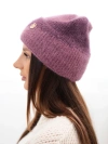 A hat women's classic with decorative emblem dark purple+dark pink