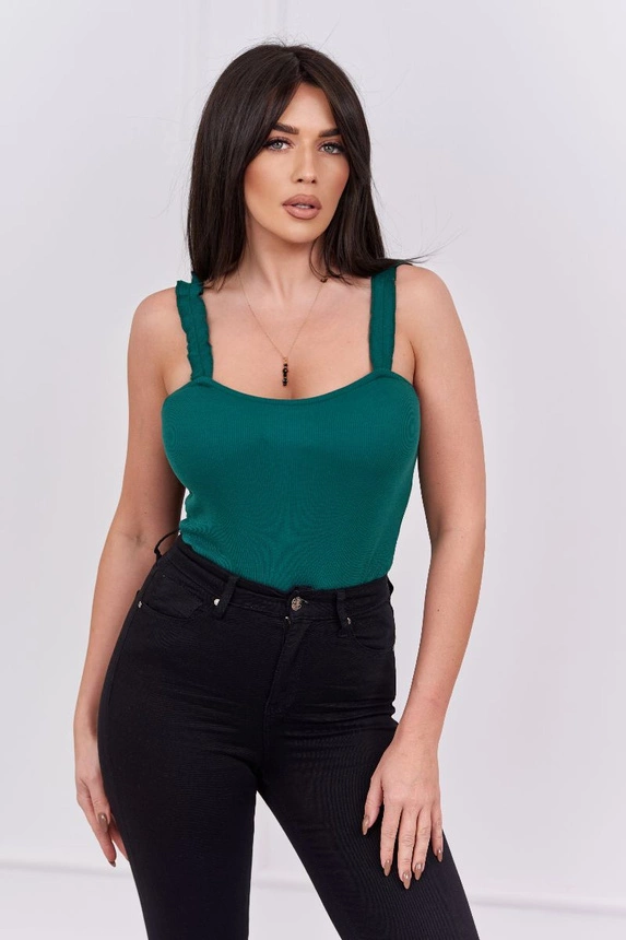 Body blouse on shoulder straps green