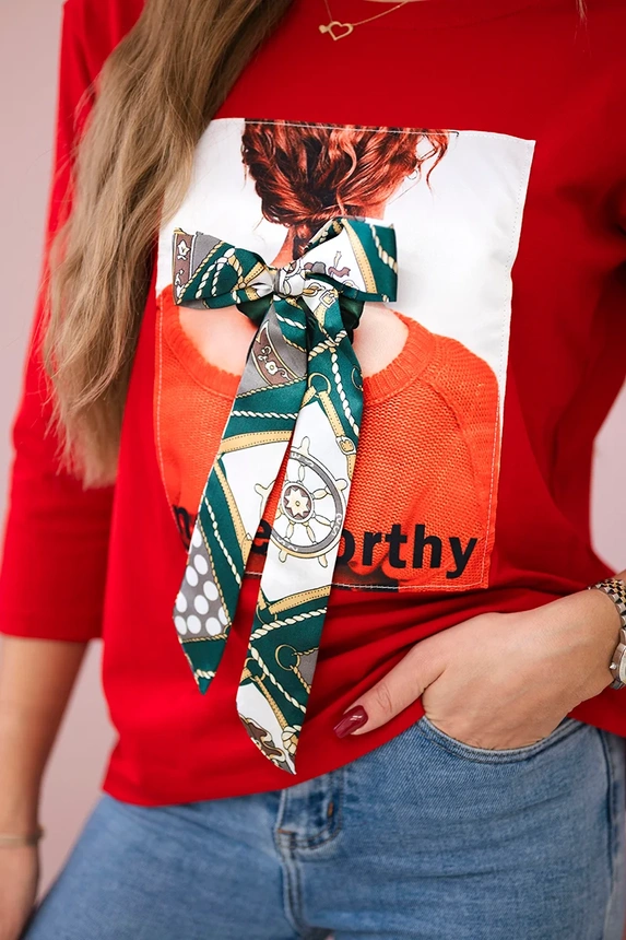 Blouse with graphics 3D Noteworthy red