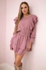 Dress with vertical flounces dark pink