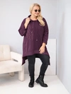 Damen-Baumwoll-Sweatshirt Plus Size mit Kapuze und geflochtenem Einsatz pflaume