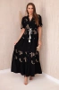 Viscose dress with embroidered pattern black