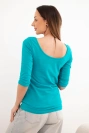 Bluse mit Rundhalsausschnitt meerblau