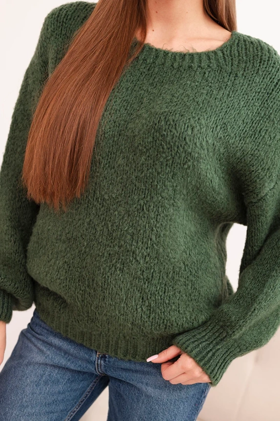 Women's sweater with thick knit and long sleeves, khaki