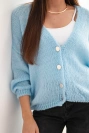 Women's sweater with V-neck and buttons blue