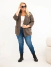 Plus Size women's sweater with pockets without fastening mocca