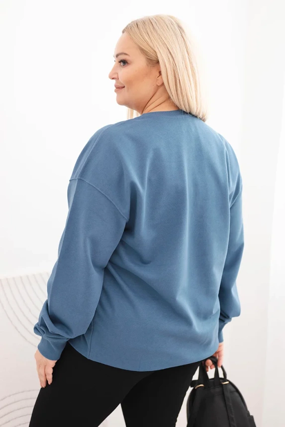 Moteriška pėtelinė džinsinė basic Plus Size medvilninė su apvaliu iškirpimu džinsinė