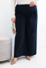 Women's Plus Size trousers with wide legs and pleats navy