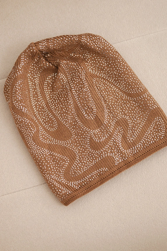 Women's winter wool hat with double rolled-up cuff K426 orange