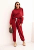 Ladies' butter set with a loose sweatshirt and pants with the inscription LOVE maroon