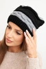 Women's winter wool hat with decorative weave K446 grey + black