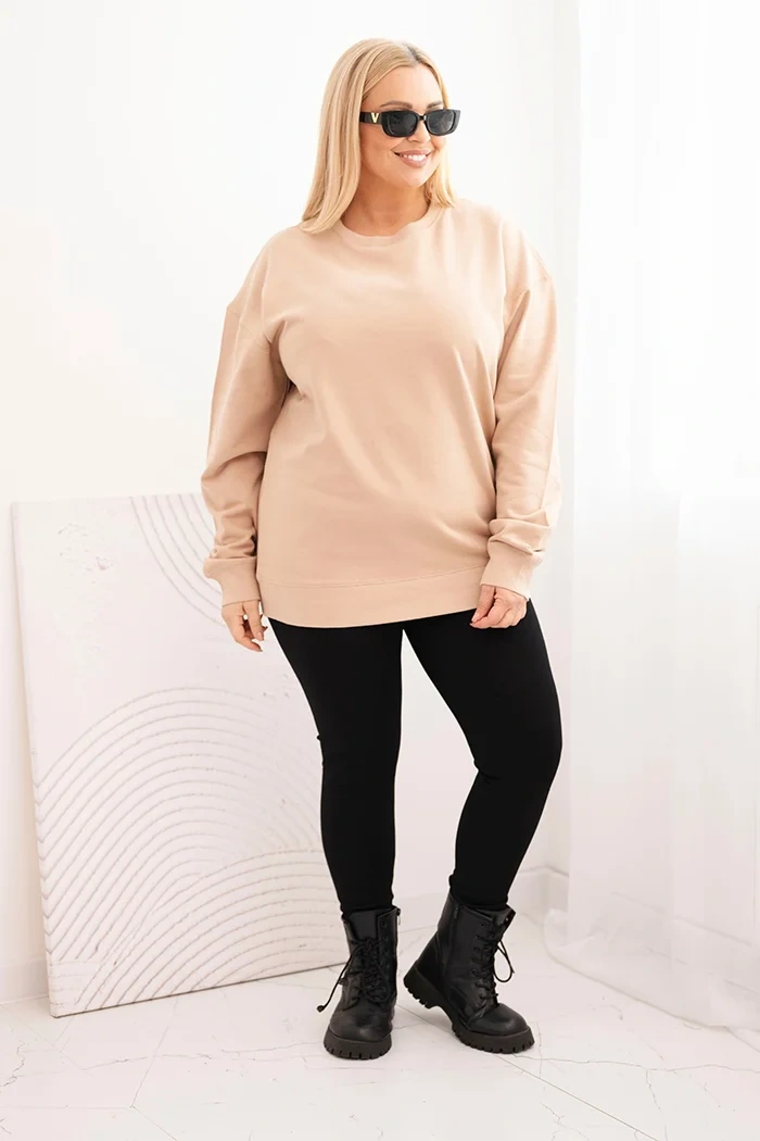 Damska pėtelinė palaidinė Plus Size medvilninė basic su apvaliu iškirpimu bežinė