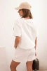 Women's punto set with short sleeves and loose shorts ecru