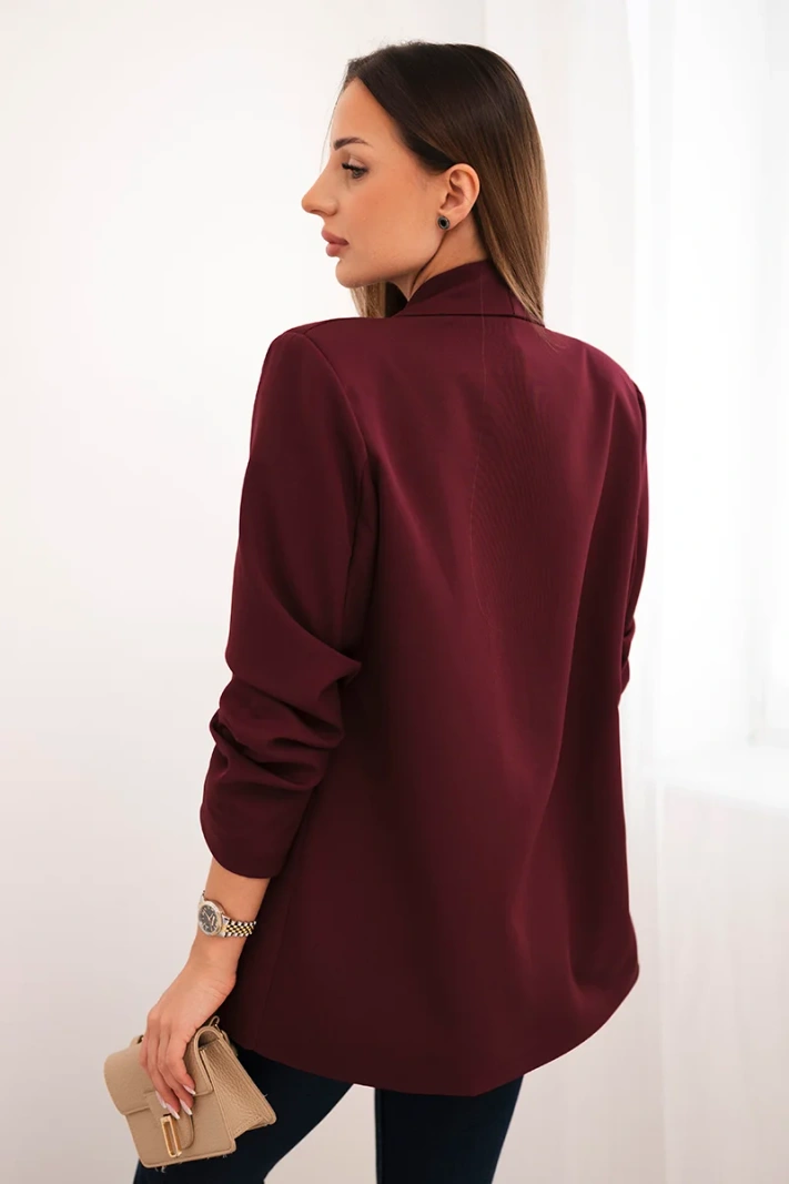 Marynarka z klapami elegancka bordowa