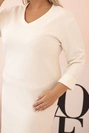 Dámska sukňa Plus Size maslová s dekoltom V a rukávom ecru