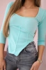 Bluse mit geripptem Ausschnitt in mint