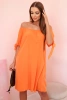 Damenkleid aus Viskose mit Bindebändern an den Ärmeln orange
