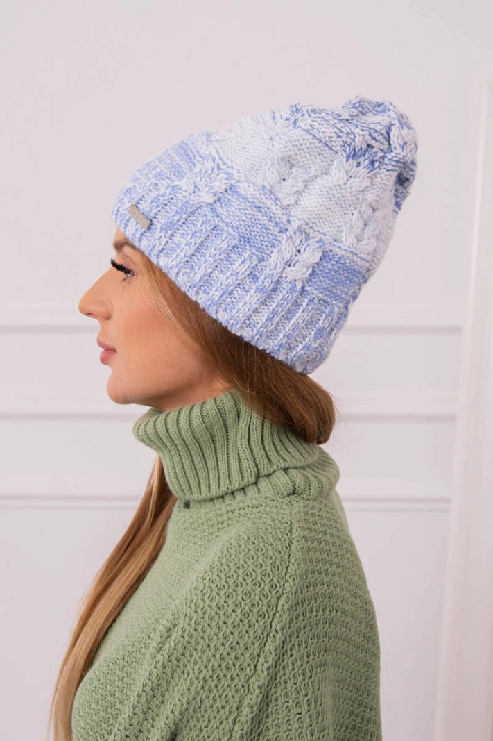 Čapica s fleece Dolores K303 modrá + biela + džínsy
