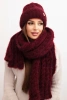Women's set hat and scarf ribbed with decoration burgundy