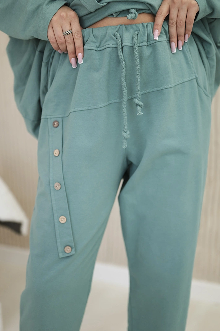 Oversize cotton set sweatshirt + pants dark mint