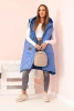 Women's quilted Plus Size vest with a hood zipped denim color