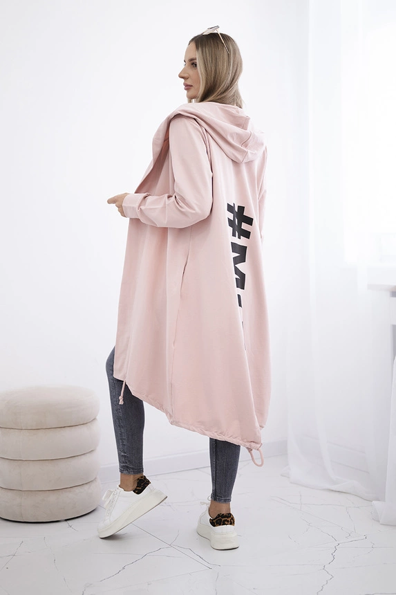 Cardigan with print oversize dark powdered pink