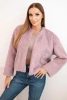 Women's fur jacket without fastening dark pink