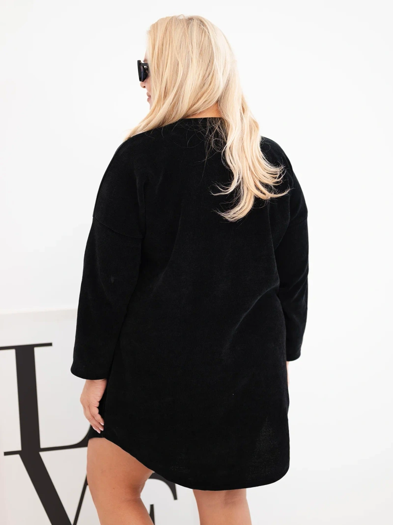 Dámske šaty Plus Size manžestrové s voľným strihom čierna