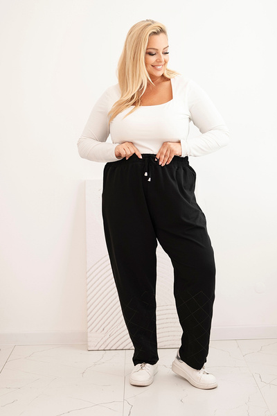 Moteriškos Plus Size džinsinės kelnės su blizgučiais juodos