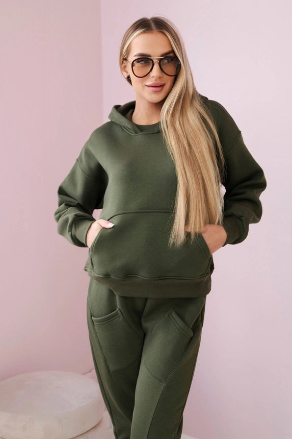 Zateplené sadové mikinové + nohavice khaki