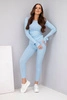 Women's set made of ribbed viscose with long sleeves and leggings blue