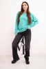Women's basic cotton looped sweatshirt with a round neckline mint
