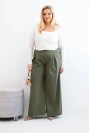 Plus Size women's trousers with wide legs and pleats khaki