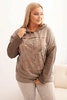 Bluza damska Plus Size dekatyzowana z kapturem i nadrukiem fango