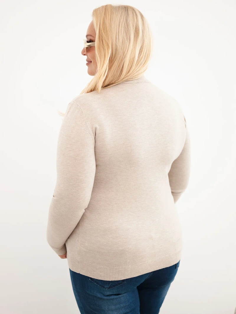 Damenpullover Plus Size aus Viskose mit Rollkragen beige