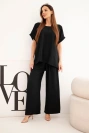 Women's Plus Size blouse and wide-leg pants set black