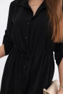 Dress with button closure and tie at the waist black