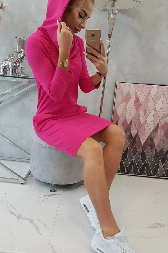 Dress with a hood and pockets fuchsia