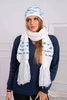 Women's set with a shawl Anika K304 ecru+jeans