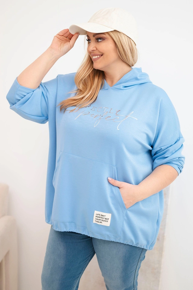 Women's Plus Size hoodie with print blue
