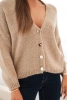 Women's sweater with a V-neck and buttons camel