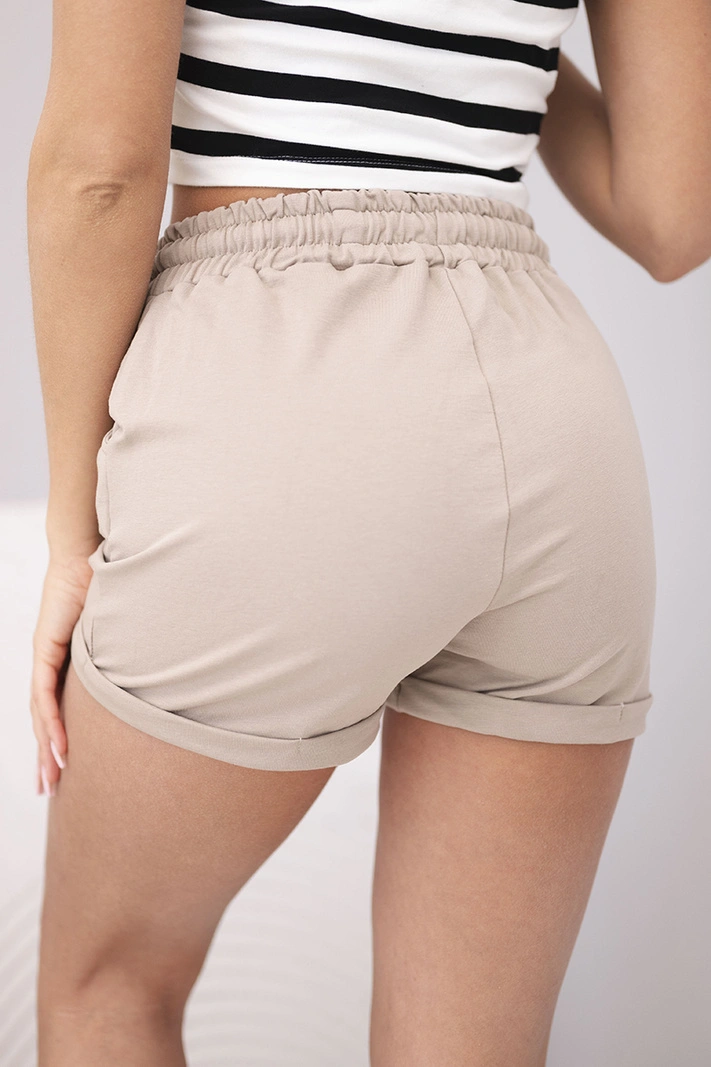 Women's cotton shorts with elastic waistband and tie fango