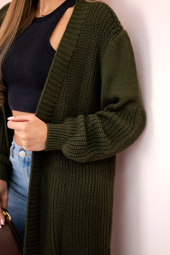 Sweater long cardigan khaki
