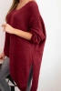 Women's asymmetrical wool sweater Plus Size with V-neck burgundy