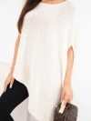 Damenpullover Poncho mit Mohair asymmetrisch mit weitem Ausschnitt beige