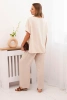 Damen-Set mit lockerer Bluse und weiter Hose beige